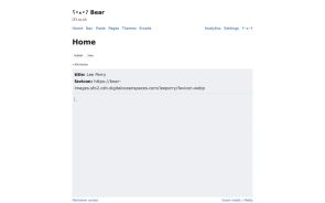 Screenshot of the Bear 'home' dashboard with favicon url pointing towards an uploaded file
